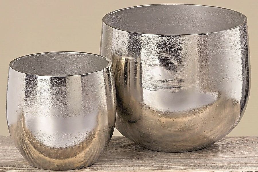 Meinposten Blumentopf 2 Blumentöpfe silber Pflanztopf günstig online kaufen