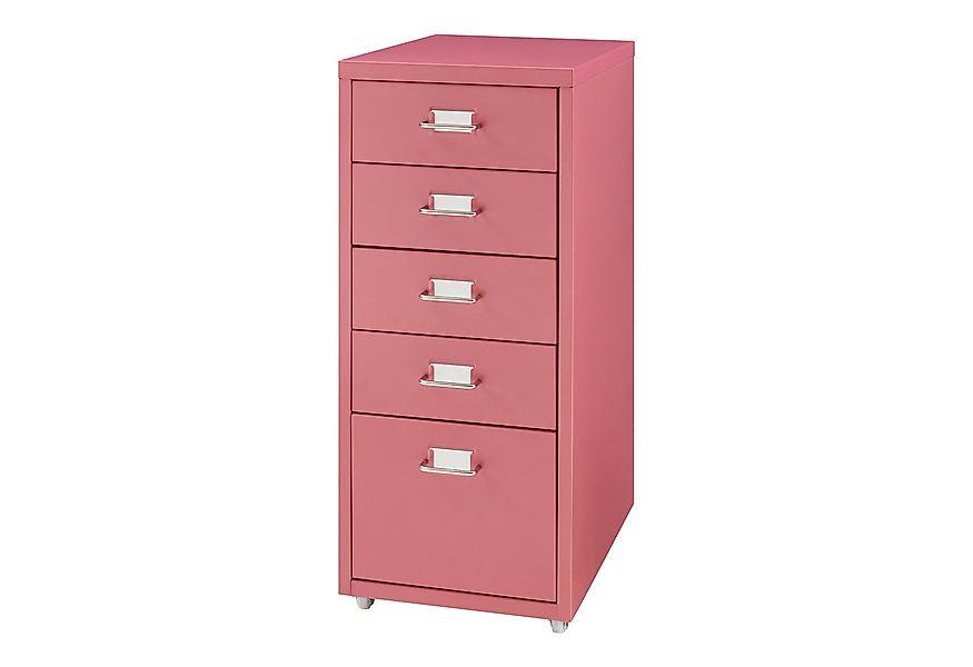 en.casa Rollcontainer, »Kökar« mit 5 Schubladen Bürowagen Wassermelonenrot günstig online kaufen