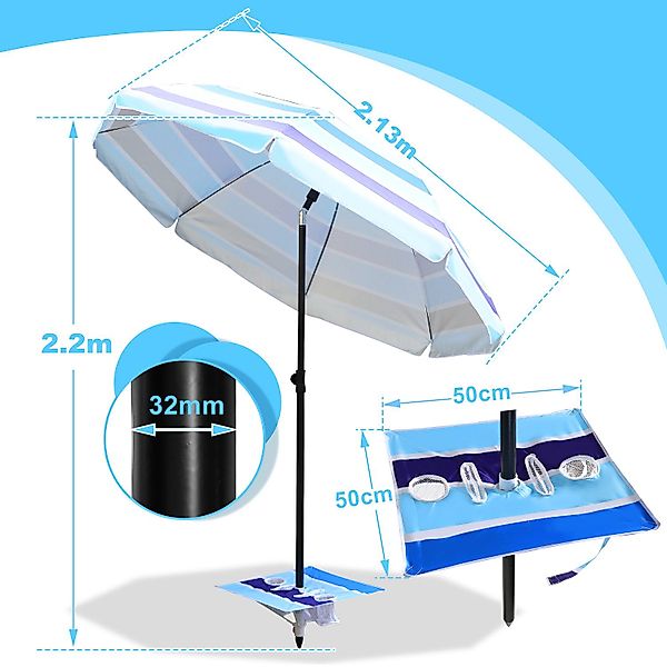 Clanmacy Sonnenschirm Strandschirm Gartenschirm Balkonschirm Rund günstig online kaufen