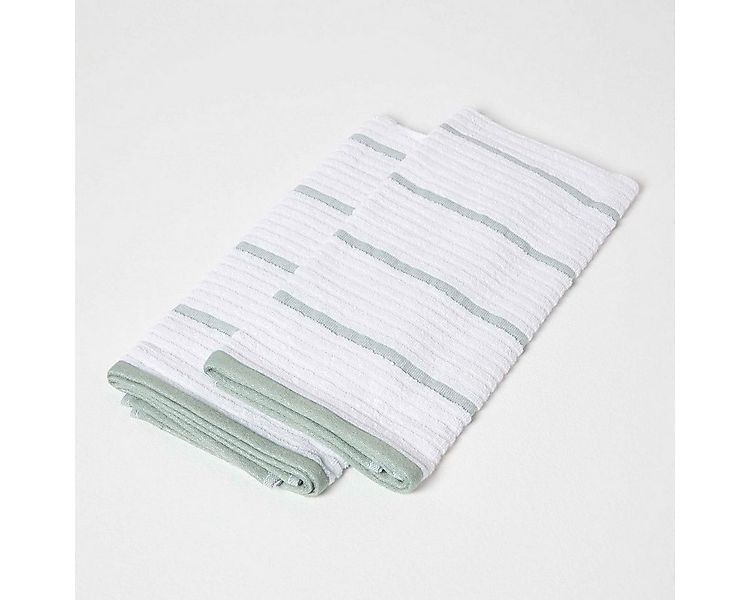 Homescapes Geschirrtuch 2er-Set Geschirrtücher weiß-grün, 100% Baumwolle günstig online kaufen