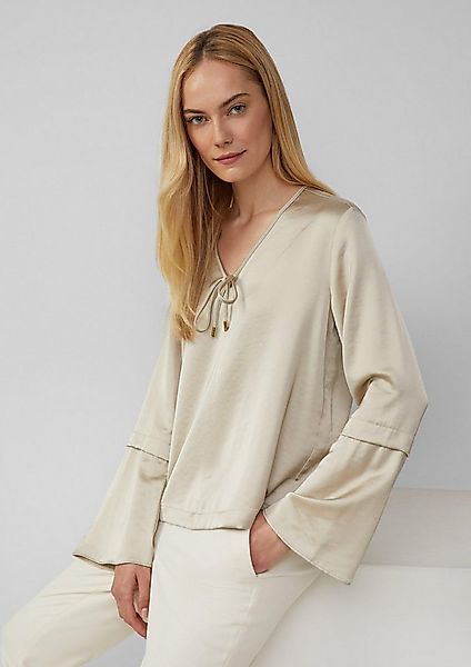 s.Oliver Langarmbluse Bluse Satinbluse mit Volantärmeln und Bindedetail günstig online kaufen