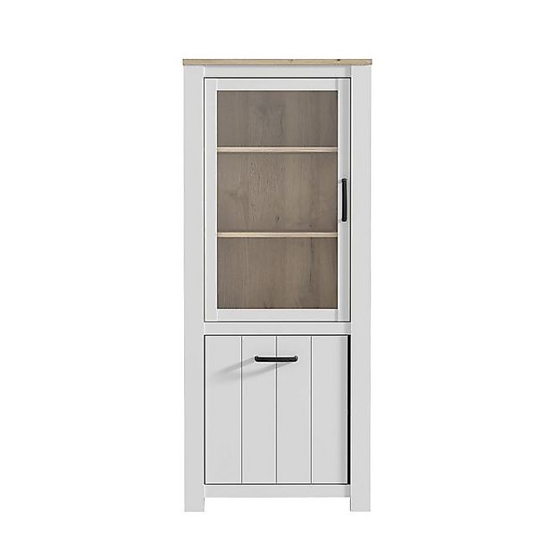 freiraum Vitrine ELARA in Weiss Matt/Bianco Eiche - 76,9x185,5x42,2 (BxHxT) günstig online kaufen