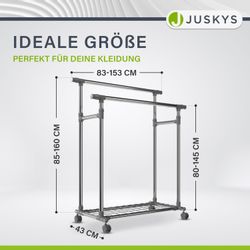 Juskys Kleiderständer, (Stangen stufenlos höhenverstellbar & günstig online kaufen