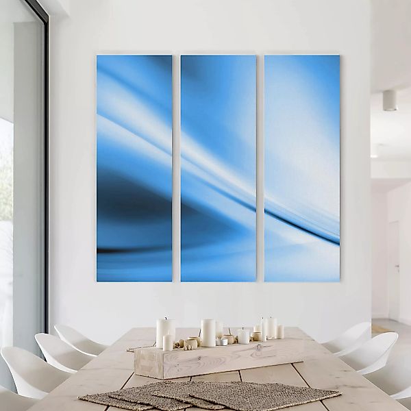 3-teiliges Leinwandbild Abstrakt - Quadrat Deep Blue Heaven günstig online kaufen