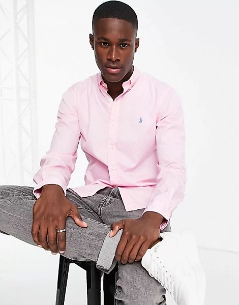 Polo Ralph Lauren – Twill-Hemd in Rosa mit schmalem Schnitt, Markenlogo und günstig online kaufen