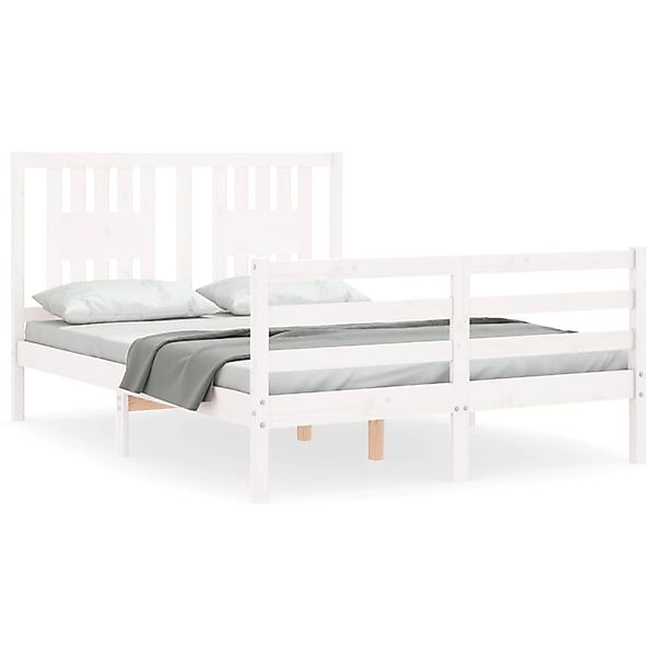 vidaXL Massivholzbett mit Kopfteil Weiß 140x190 cm 3194552 günstig online kaufen