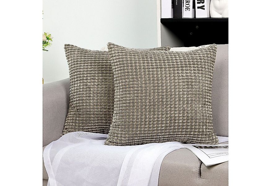 TAN.TOMI Kissenbezüge Kord Uni 2er Set Kissenbezug flauschig körnig Farbver günstig online kaufen