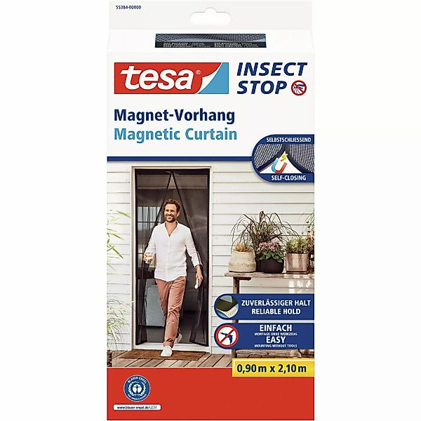 tesa® Selbstschließender Magnetvorhang 0,90 m x 2,10 m Anthrazit günstig online kaufen