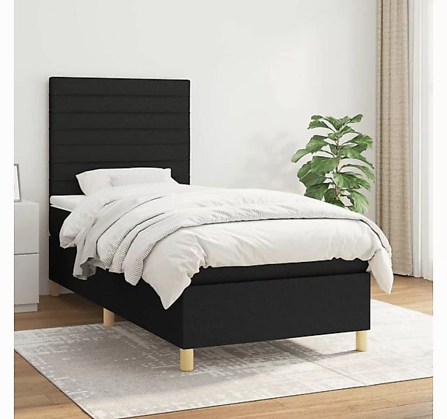 vidaXL Boxspringbett Boxspringbett mit Matratze Schwarz 100x200 cm Stoff Be günstig online kaufen