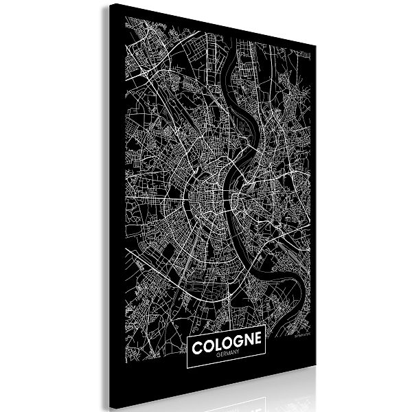 Wandbild - Dark Map of Cologne (1 Part) Vertical günstig online kaufen
