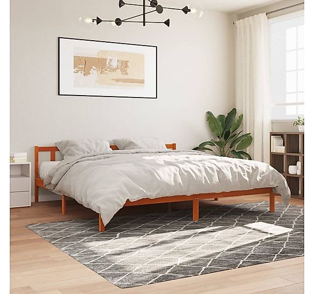 furnicato Bettgestell Massivholzbett ohne Matratze Wachsbraun 180x200 Kiefe günstig online kaufen