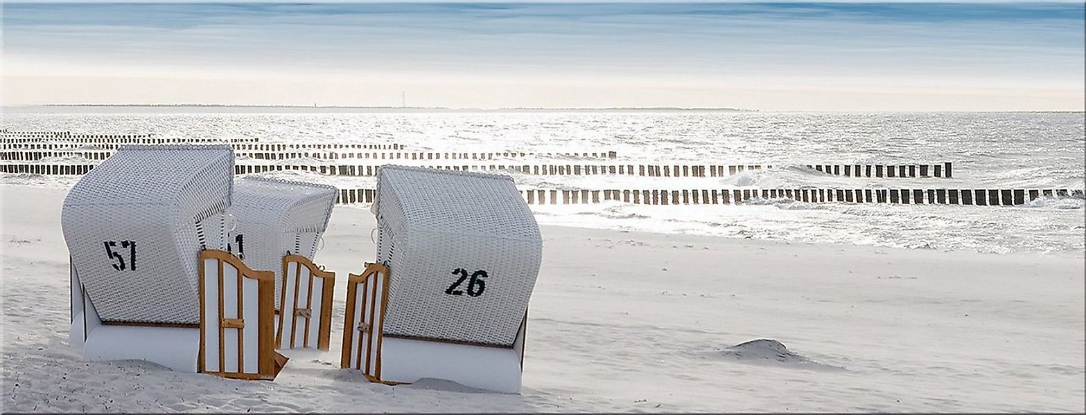 artissimo Glasbild Glasbild 80x30cm Bild aus Glas Strandkorb Strand Meer Sy günstig online kaufen