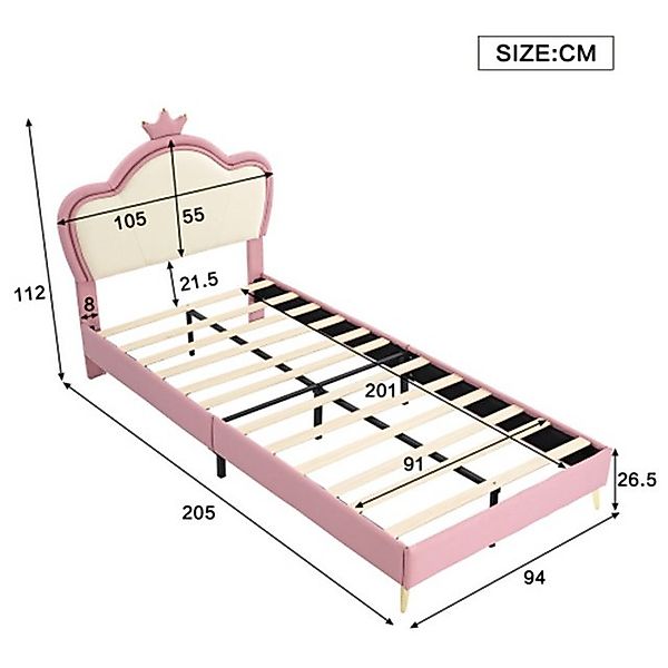 XDeer Kinderbett Kinderbett,Kopfteil mit Krone, Bettfüße aus Metall, Elegan günstig online kaufen