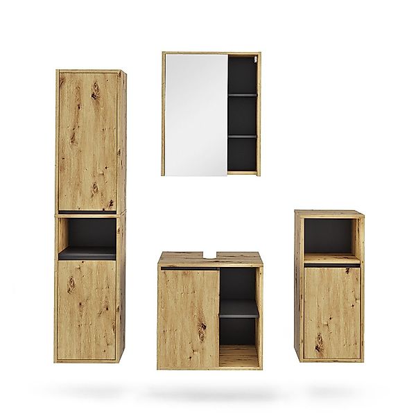 Vicco Badmöbel-Set Viola, Artisan/Grau, 4 Teile, günstig online kaufen