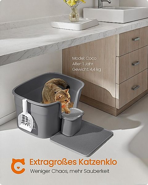 FEANDREA Katzentoilette, für große Katzen, mit hohen Seitenwänden, Schaufel günstig online kaufen