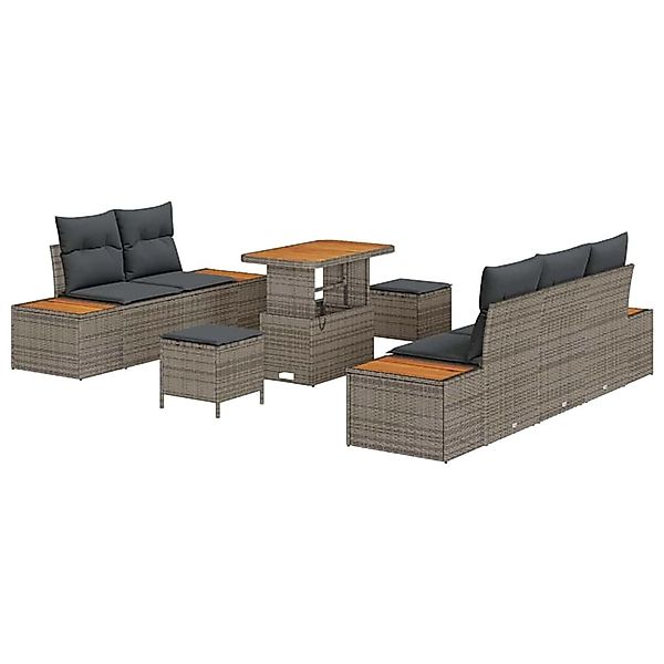 vidaXL Garten-Sofa-Set mit Kissen 8-Tlg Grau Poly Rattan 3362863 günstig online kaufen