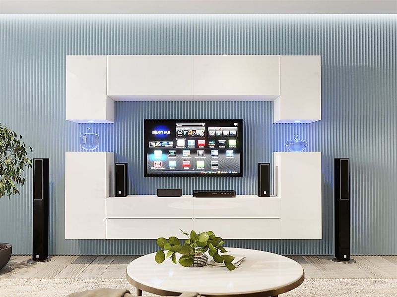 Fun Möbel Wohnwand Mediawand - NEXI XL 30 mit Hochglanzfronten, (Set, 8-St) günstig online kaufen