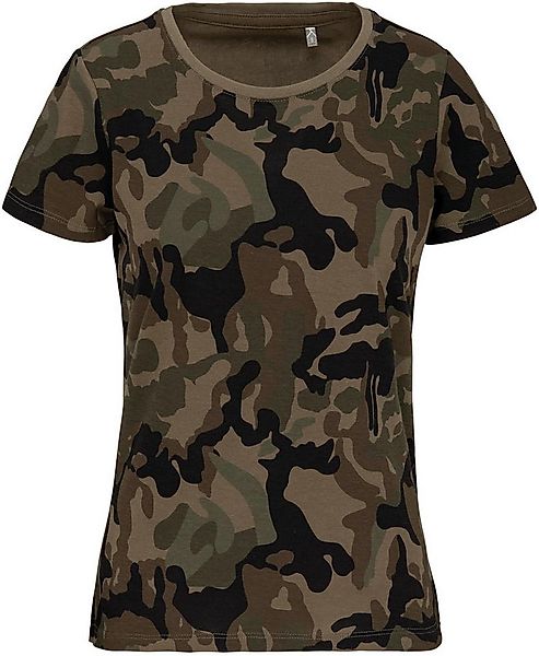 Kariban Print-Shirt Damen-T-Shirt Camo mit kurzen Ärmeln günstig online kaufen
