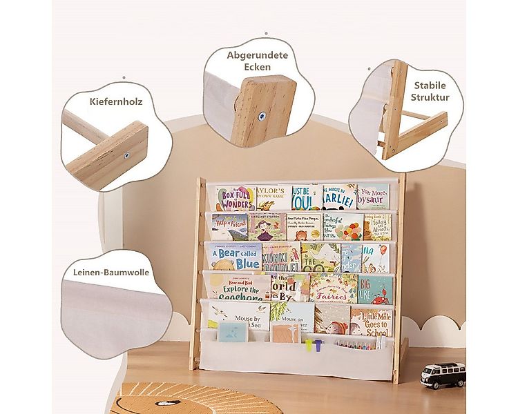 CAVEEN Bücherregal, 5 Ebenen, Kinder-Bücherregal Offenes Aufbewahrungsregal günstig online kaufen