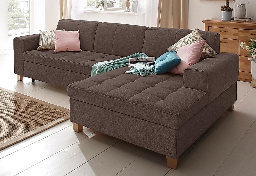 Home affaire Ecksofa "Corby L-Form", wahlweise mit Bettfunktion, Steppung a günstig online kaufen