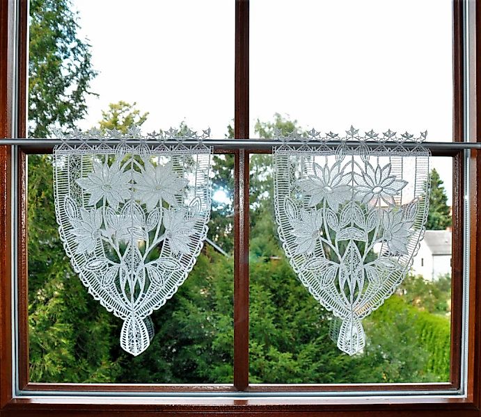 Stickereien Plauen Scheibengardine "Margerite" Stangendurchzug 1 Stk. tlg. günstig online kaufen