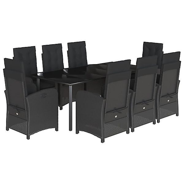 vidaXL 9-Tlg Garten-Essgruppe mit Kissen Schwarz Poly Rattan 3212329 günstig online kaufen