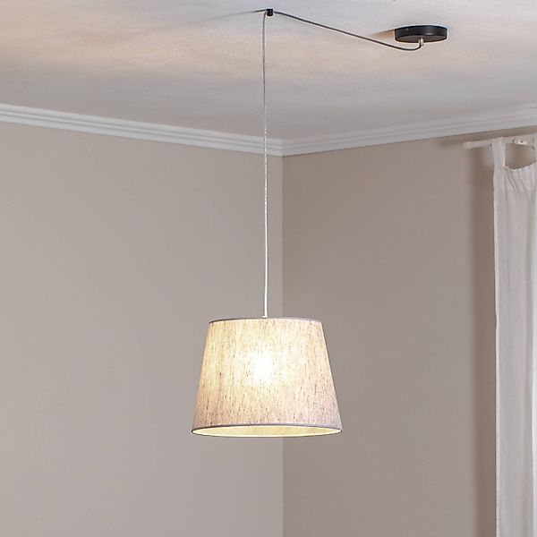Pendellampe Ascot, Ø 38 cm, grau, Stoff, dezentral günstig online kaufen