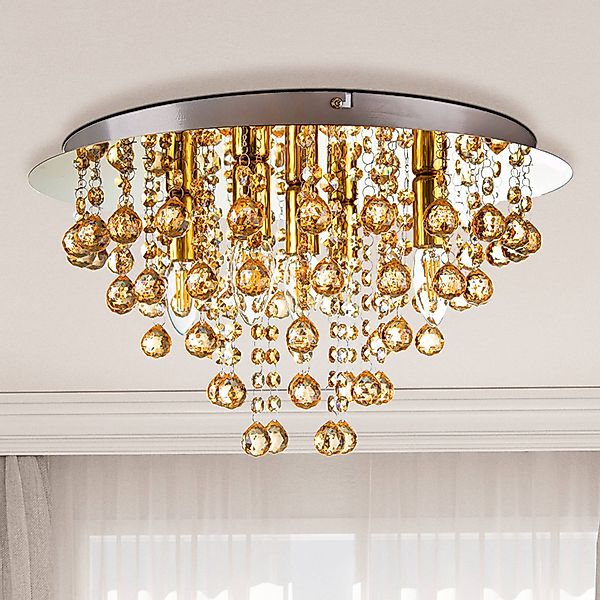 Deckenleuchte London, Ø 46 cm, 5-flg., goldfarben, Acrylglas günstig online kaufen