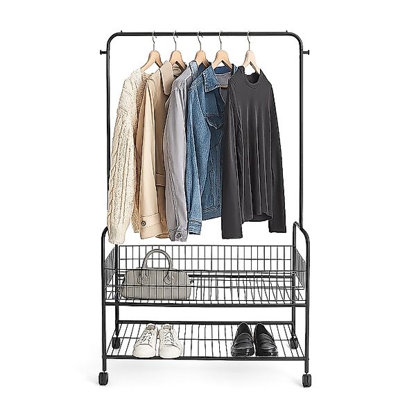relaxdays Kleiderständer Rollbarer Kleiderständer mit 2 günstig online kaufen