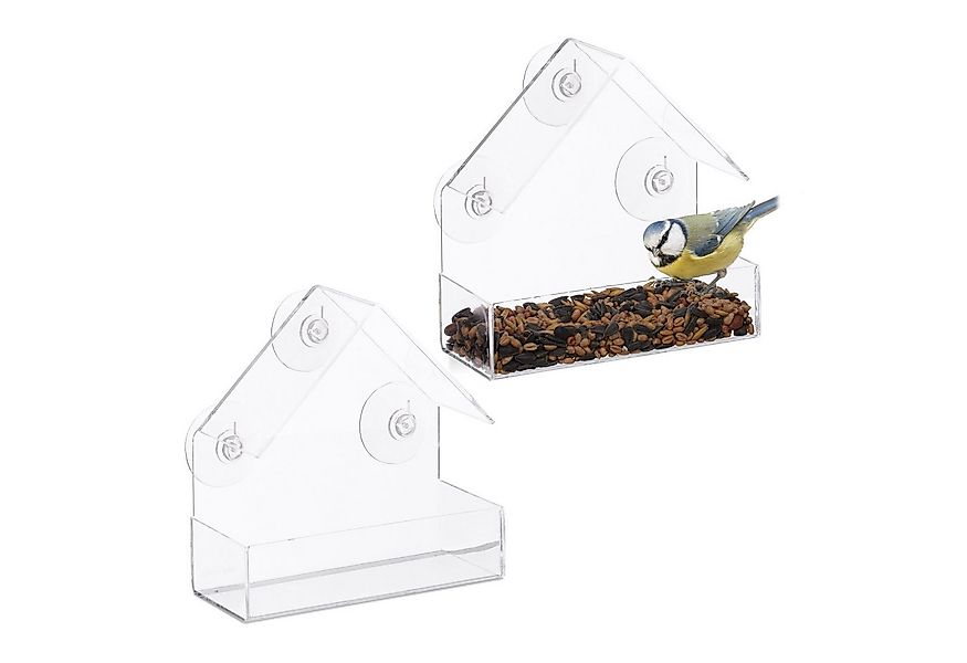 relaxdays Vogelhaus Fenster-Vogelfutterhaus 2er Set günstig online kaufen