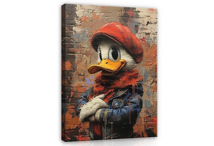 Wallarena Leinwandbild Ente Ziegelstein Graffiti Kunst Wandbild XXL Leinwan günstig online kaufen