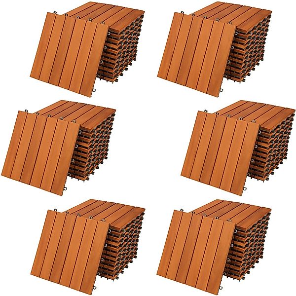 Casaria Holzfliesen 66x Akazie, Terrassenfliesen 1-6m² günstig online kaufen
