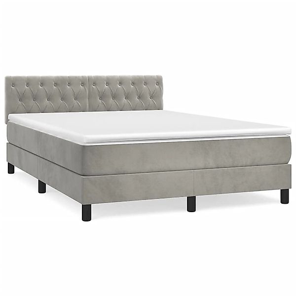 Vidaxl Boxspringbett Mit Matratze Hellgrau 140x200 Cm Samt günstig online kaufen