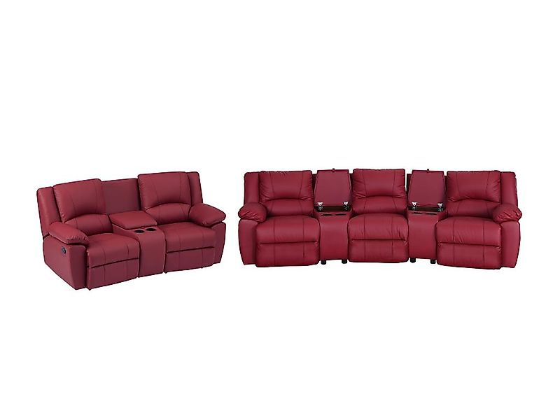 Relaxgarnitur 3- + 2-Sitzer - Rindsleder - Rot - AROMA günstig online kaufen