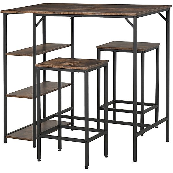 HOMCOM Bartisch-Set  Stehtisch mit 2 Barhockern, 3-teiliges Tischset mit Re günstig online kaufen