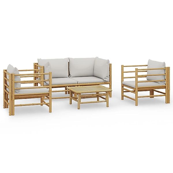 vidaXL Gartenlounge-Set 5-tlg. Garten-Lounge-Set mit Hellgrauen günstig online kaufen