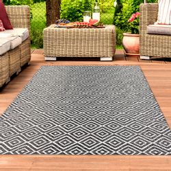 TeppichHome24 Outdoorteppich Kunststoff-Teppich mit Rautenmuster, Outdoorte günstig online kaufen