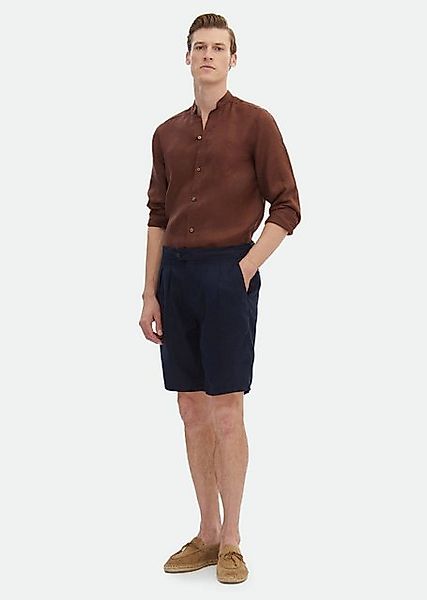 RAMSEY Shorts Marineblau Weben Karotten Fit Lässig 100% Leinen Bermuda günstig online kaufen