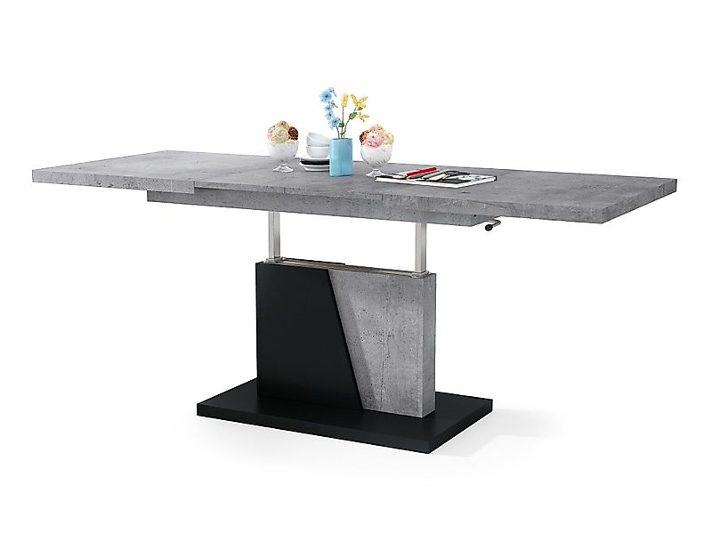 Mazzoni Couchtisch Grand Noir Beton-Schwarz stufenlos günstig online kaufen