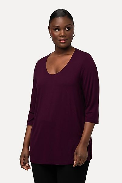 Ulla Popken T-Shirt Shirt tiefer Rundhalsausschnitt günstig online kaufen