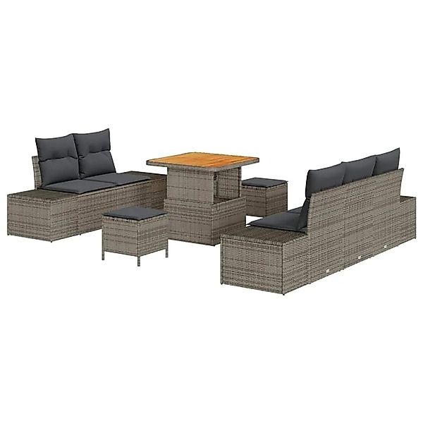 vidaXL Gartensofa-set mit Kissen mit Speicher 8-Tlg Grau Poly-Rattan 336467 günstig online kaufen