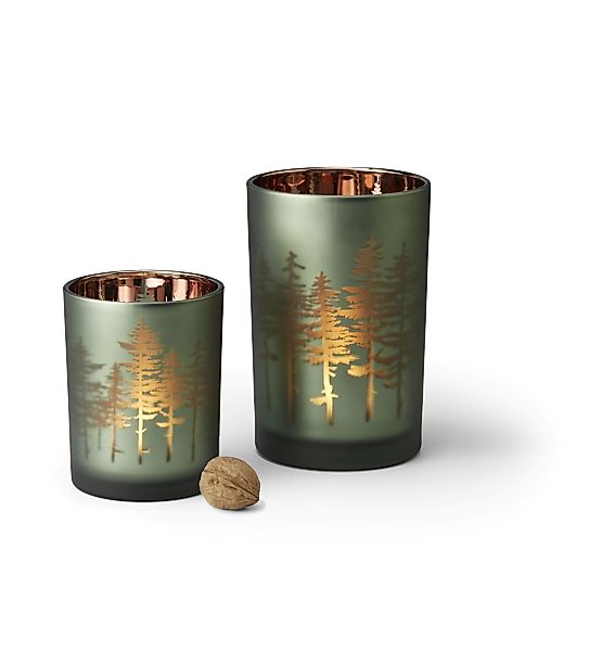 Foree grünes Windlicht - Wald Design Ø 12 cm, Höhe 18 cm günstig online kaufen