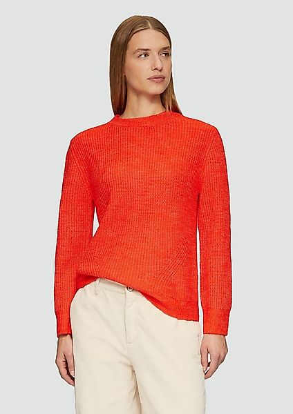 s.Oliver Longpullover Strickpullover Strickpullover mit Rippdetail und Crew günstig online kaufen