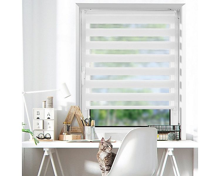 Doppelrollo rollos für Fenster ohne Bohren 130cm, OUBO, Lichtschutz, freihä günstig online kaufen