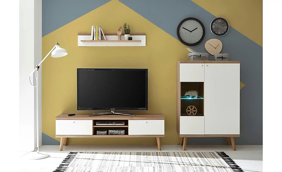 Wohnwand  Lessay ¦ weiß ¦ Maße (cm): B: 260 H: 160 Kommoden & Sideboards > günstig online kaufen