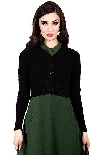 Voodoo Vixen Strickjacke Mabel Cropped Cardigan Schwarz Retro Vintage Zopfm günstig online kaufen