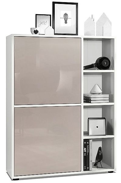 Vladon Highboard Cuba (Anrichte, mit 2 Türen und 4 offene Fächer), Weiß mat günstig online kaufen