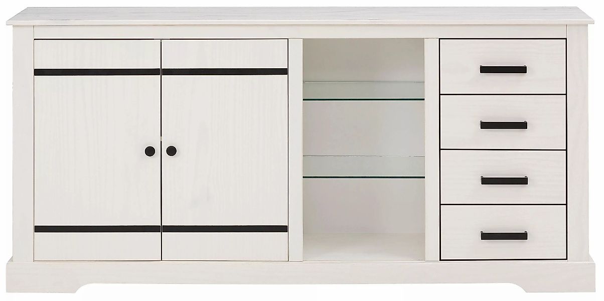 Home affaire Sideboard, Kommode aus massivem Kiefernholz, mit verstellbaren günstig online kaufen