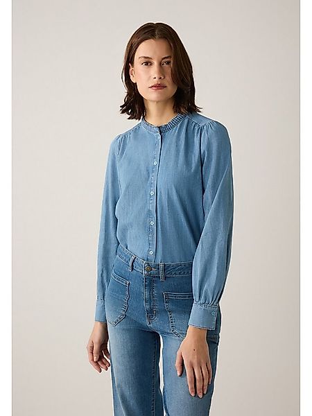 MORE&MORE Langarmbluse leichte Jeansbluse mit Fältchen günstig online kaufen