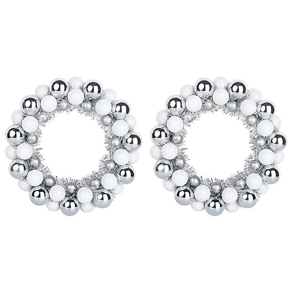 vidaXL Weihnachtsballkränze 2 Stk Weiß und Silber 33 x 33 x 7 cm 42019685 günstig online kaufen